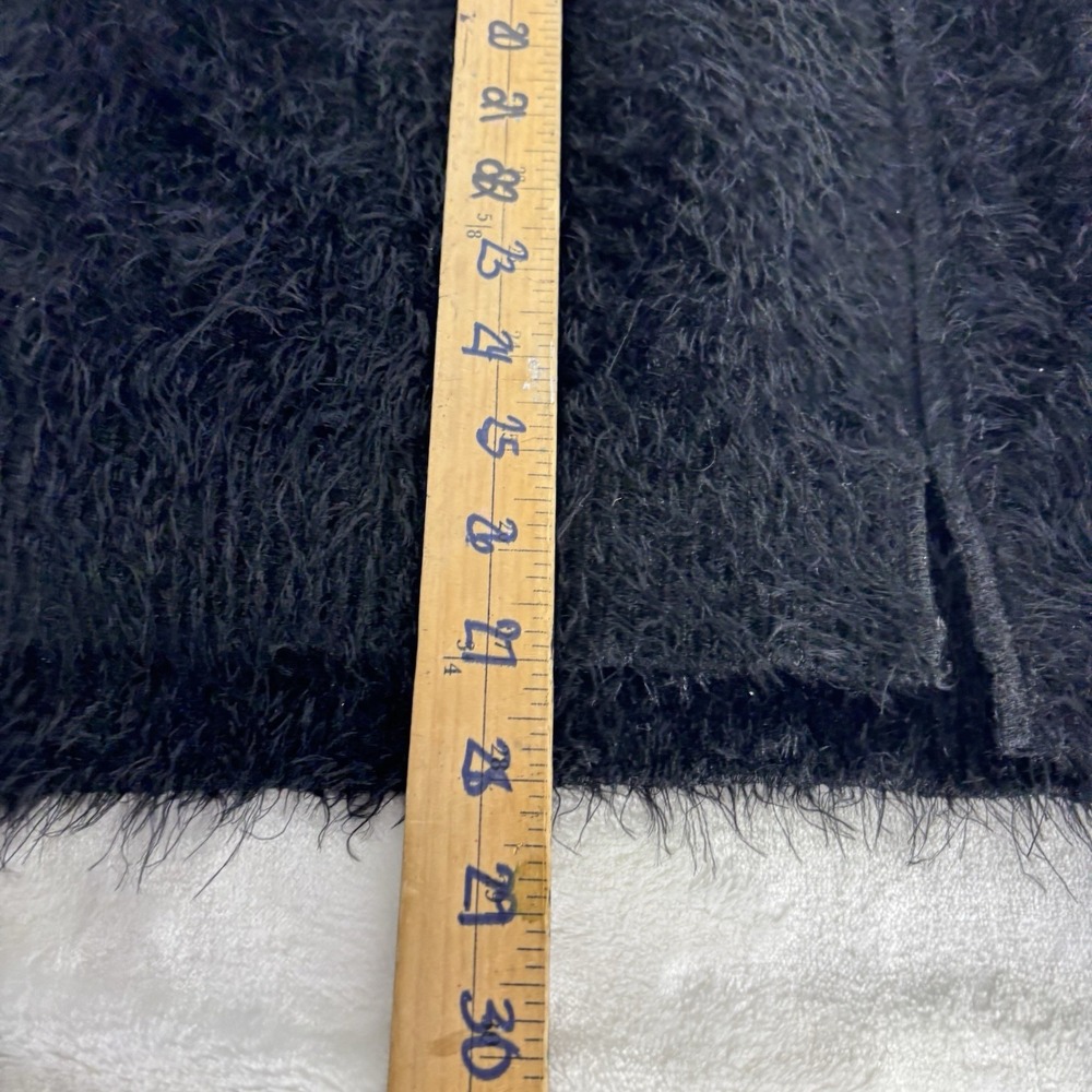 Black Fuzzy Open Front Mohair Look Oversized Cardigan Sweater Grunge Kurt Cobain - Picture 6 of 9
